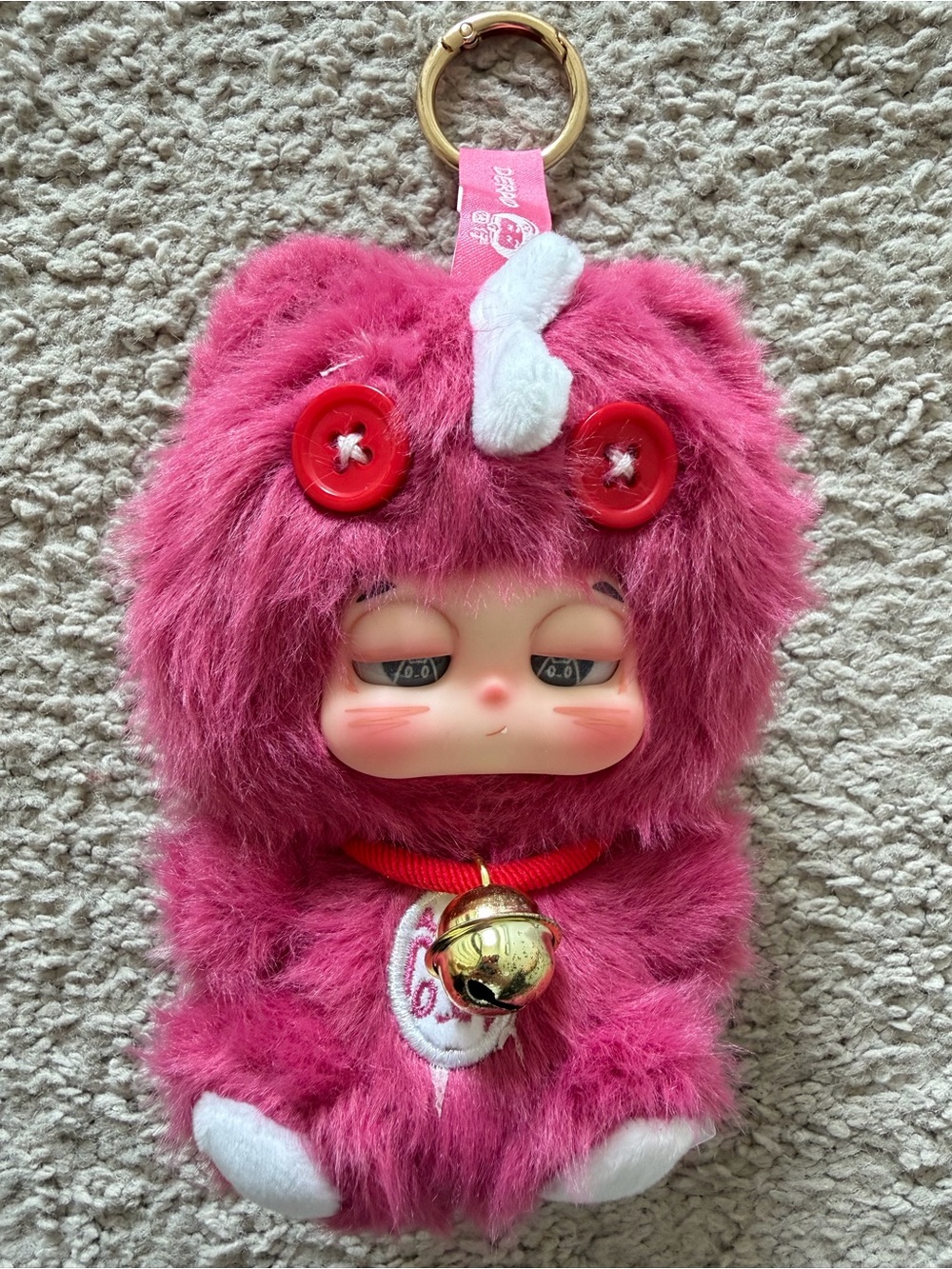 DERP KID Big Ears Party Fuchsia Bear Plush Keychain Authentic